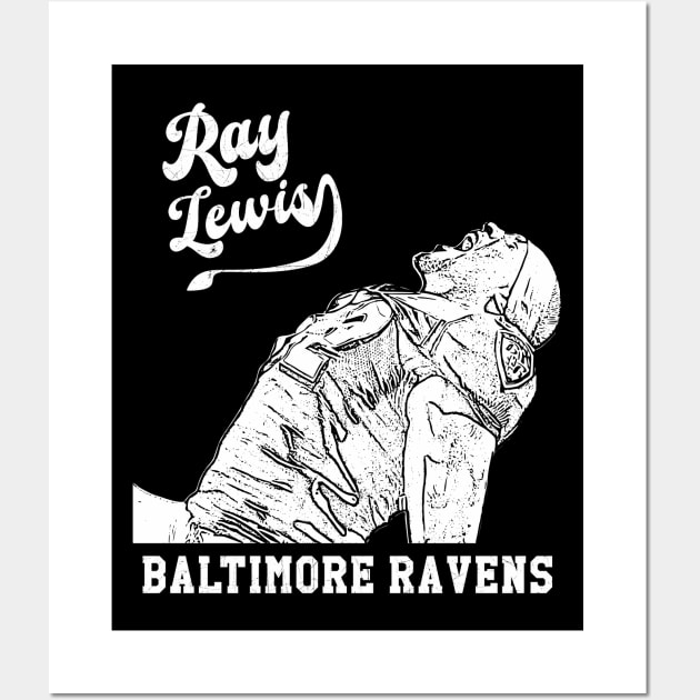 Ray lewis | White retro | Football Wall Art by Aloenalone